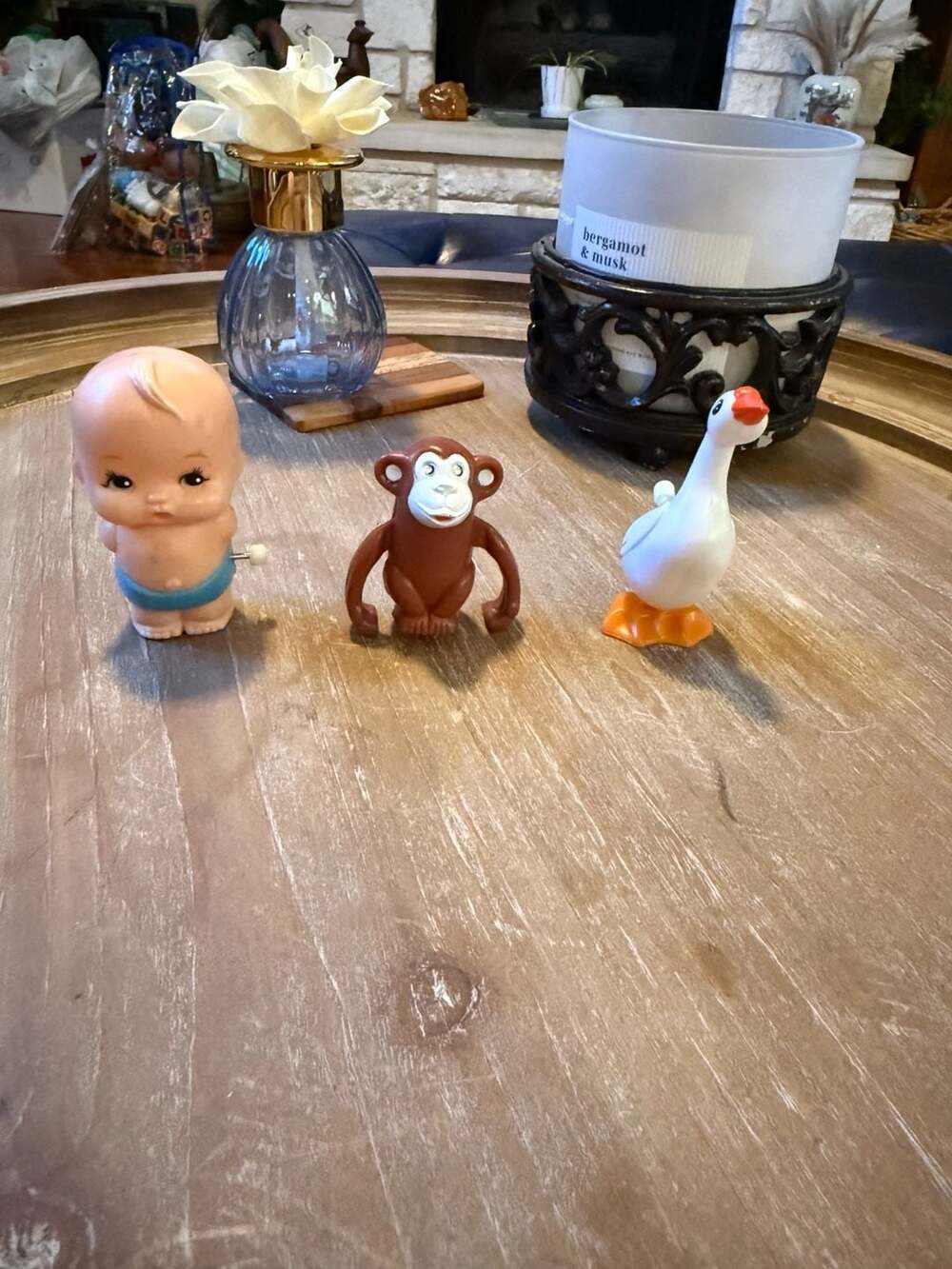 Vintage Wind-Up Toy Figures Set of 3 Baby Monkey Goose